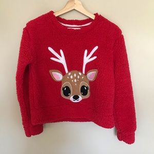 URBAN HERITAGE Reindeer Face Christmas Sherpa Top